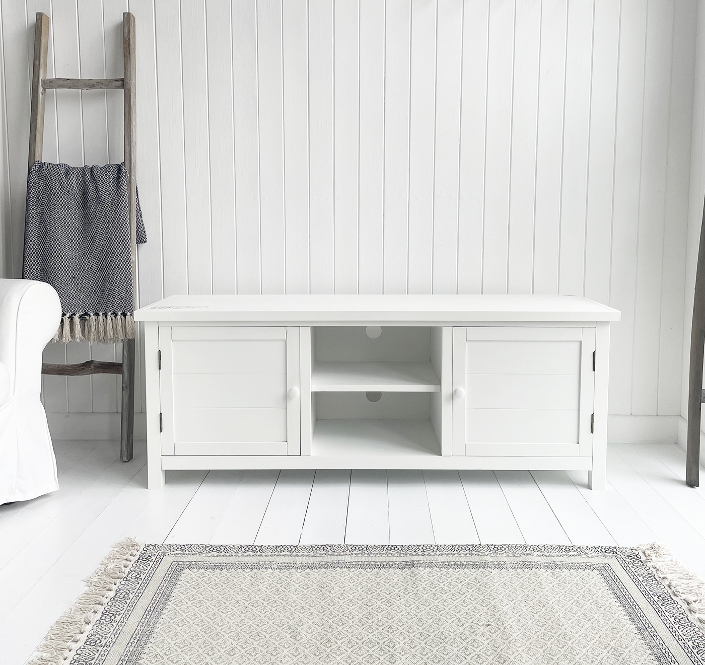 Coastal Furniture - New England style. White TV Television Cabinet