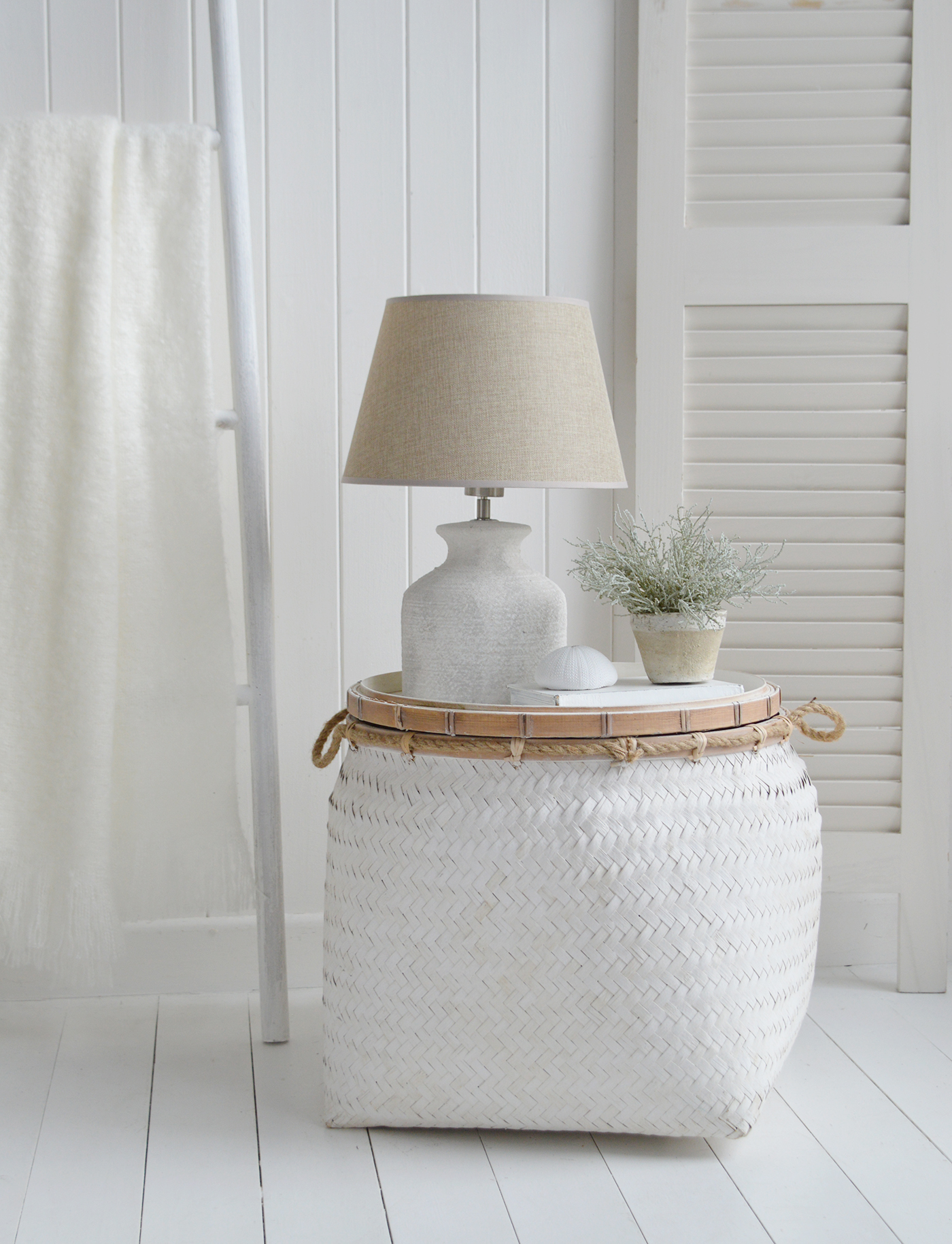 Beach House white interiors, furniture and home decor accessories