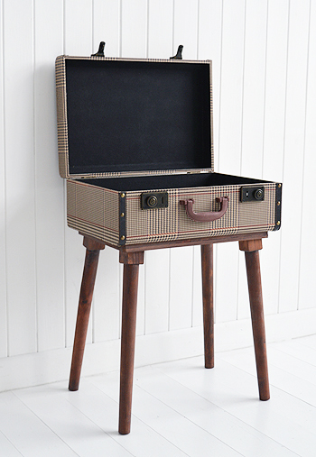 Woodstock vintage travel trunk luggage bedside table