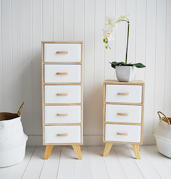 Hamptons tall drawers in Scandi style