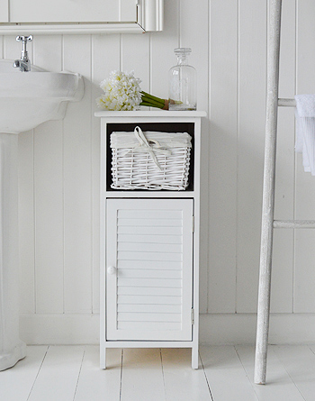 Freeport Narrow White Bathroom Cabinet 30cm Wide For Bathroom