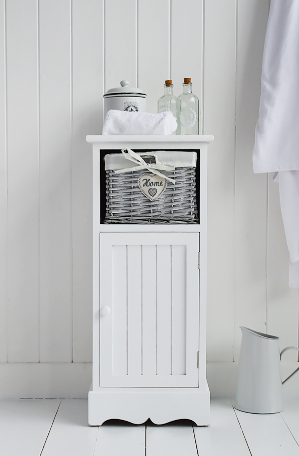Hampshire white bathroom cabinet furniture freestanding 30cm wide