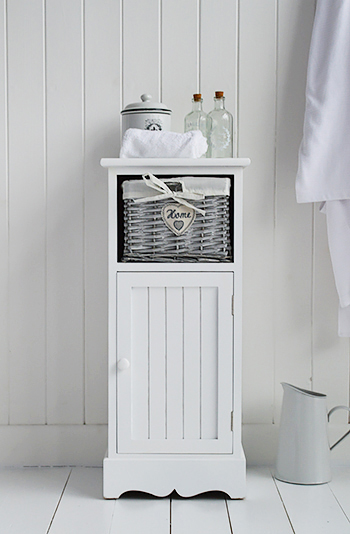 Hampshire white bathroom storage slim cabinet