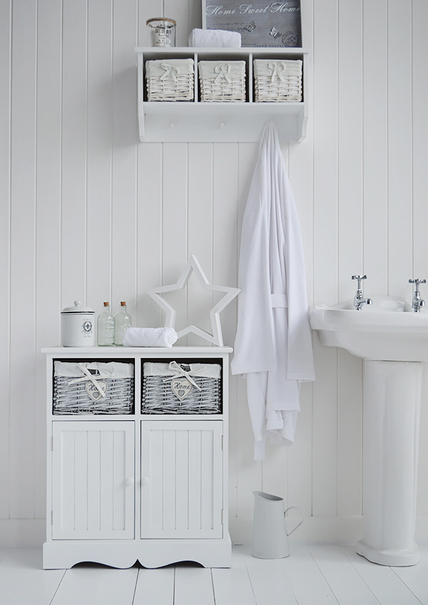 Back to double white bathroom cupbpoard storage