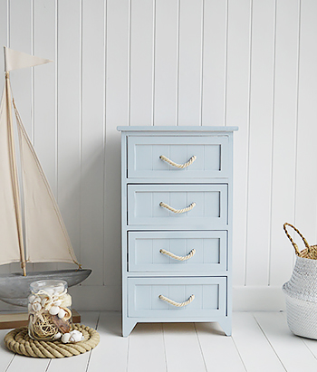 Huntington Beach Pale  Blue bathroom cabinet with 4 drawers for nautical design