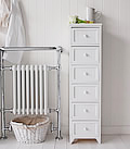 Maine 6 drawer white bathroom drawer storage unit