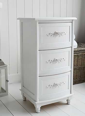 white rose bathroom cabinet with 3 drawers. bathroom