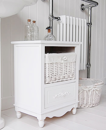 Rose White Small Bathroom Cabinet Freestanding Storage