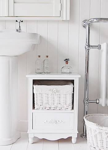 Rose White Small Bathroom Cabinet Freestanding Storage