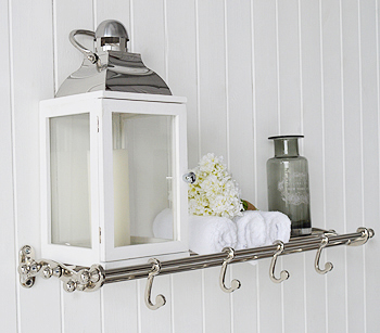 Vintage style chrome luggage shelf for bathroom