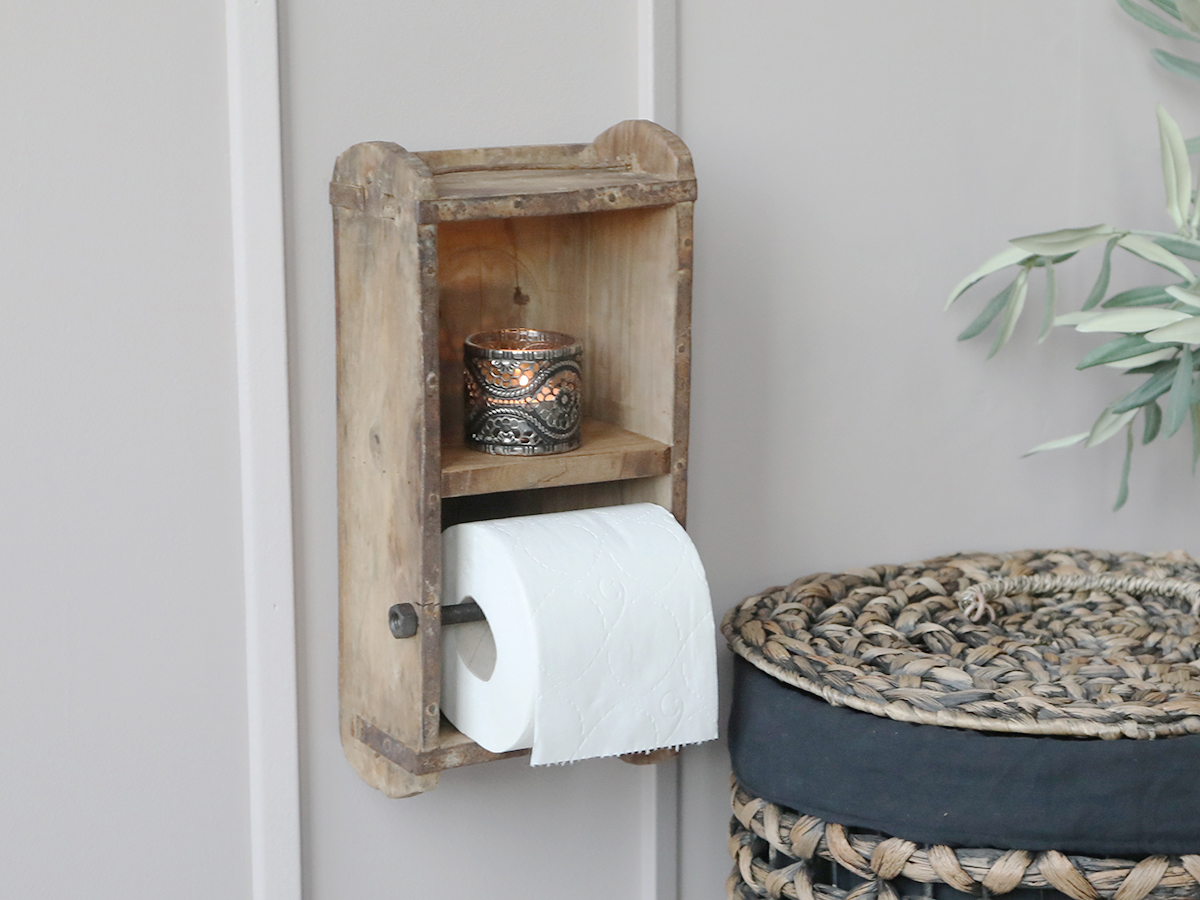 New England Style Bathroom Decor - Brick Mould Toilet Roll Holder for country, modern farmhouse and coastal interiors. Furniture and home decor accessories