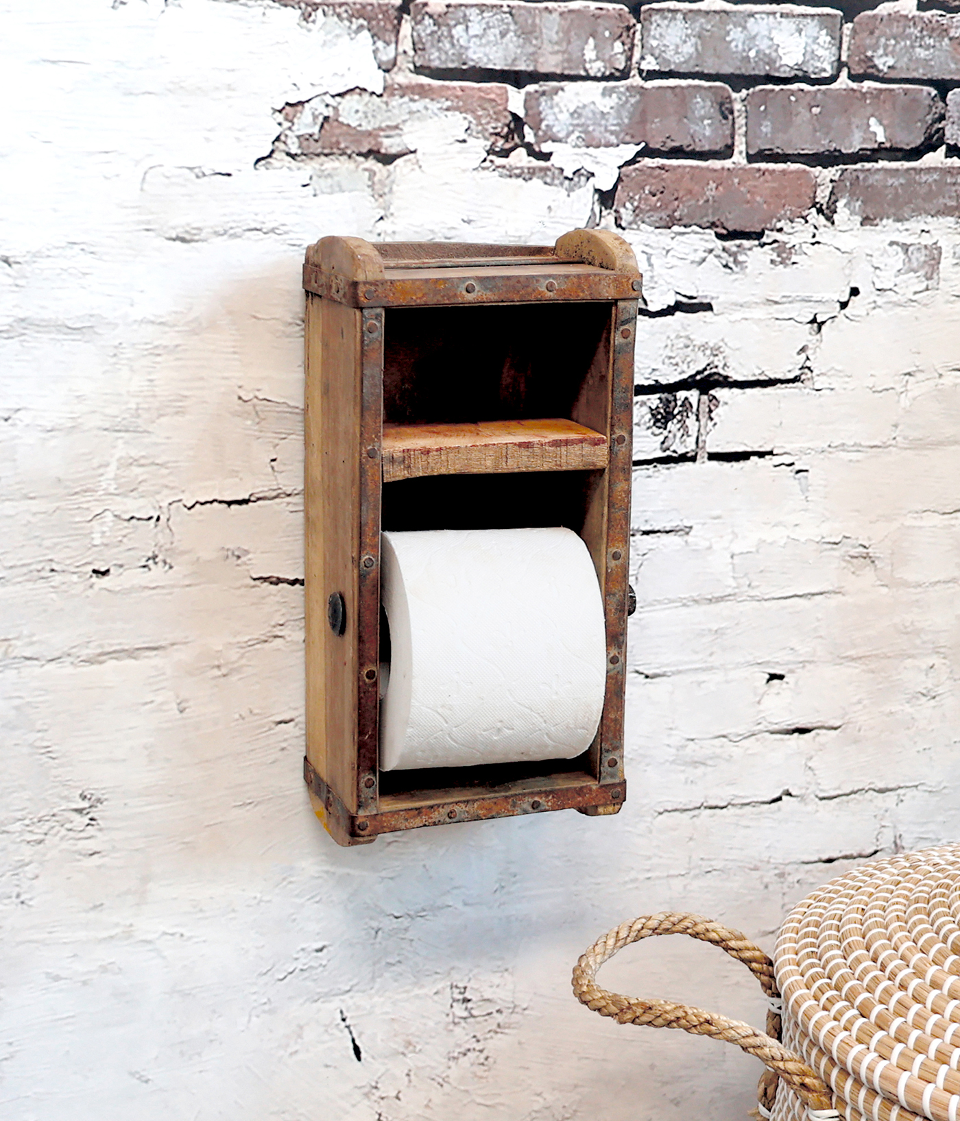 Brick Rustic Toile toll holder for New England vintage interiors and styling