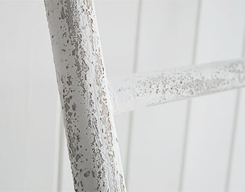 New Hampshire white decorative ladder. Distressed white finish