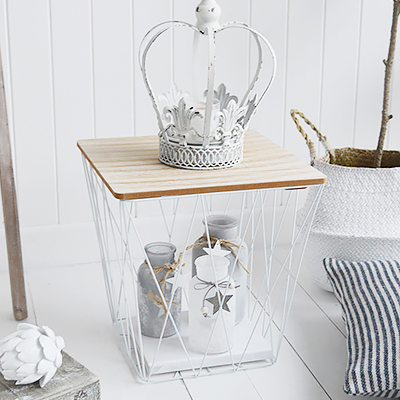 Boston White Storage TableNew England country and coastal styles interiors