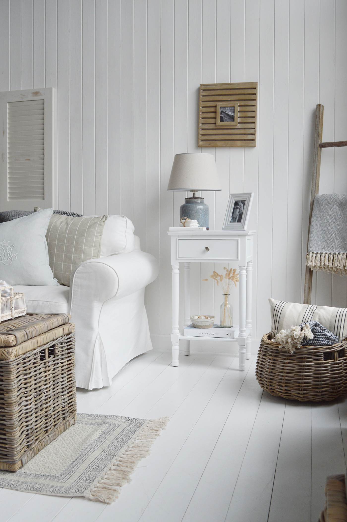 White New England furniture for coastal, country and modern framhouse inspired homes