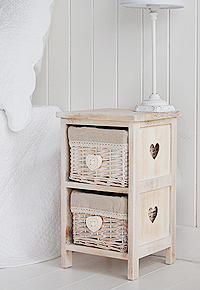 Narrow 25cm small heart bedside table