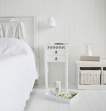 Narrow White Bedside Tables New England Bedroom Furniture