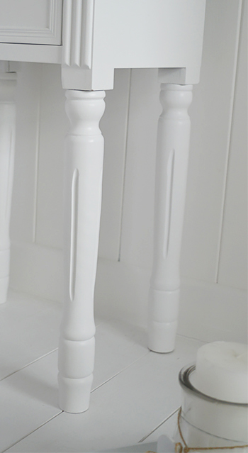 White bedside table legs