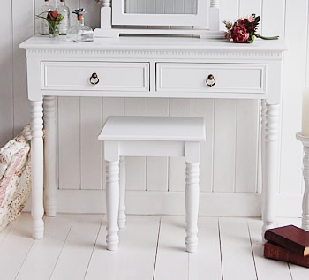 White dressing table stool for the New England dressing tables