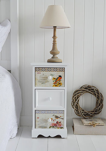 White Bedside table with 3 drawers from Kingston white bedroom furniture