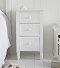 white bedside table