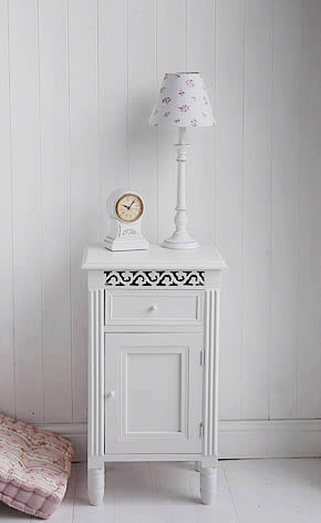 White Bedside cabinet with drawer and cupboard