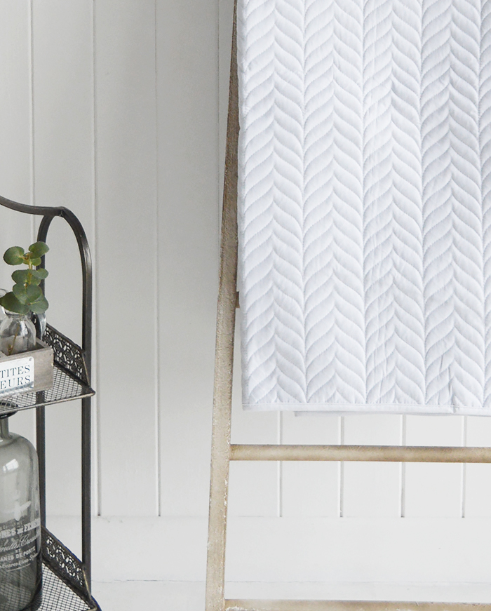 Pure white herringbone quilt