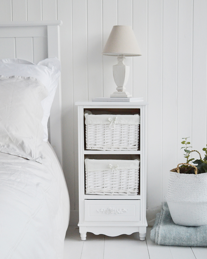 Rose white furniture with 3 drawers. Two baskets and a bottom drawer