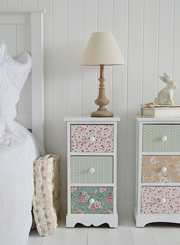 Rosewood pink and white bedside table