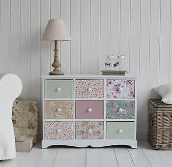 Rosewood narrow sideboard chest of 9 drawers for country cottage living room