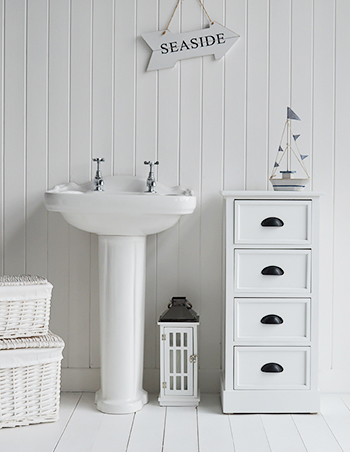 Southport white storage  bathroom cabient with 4 drawers