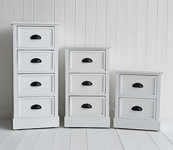Southport white storage furniture cabinets with drawers