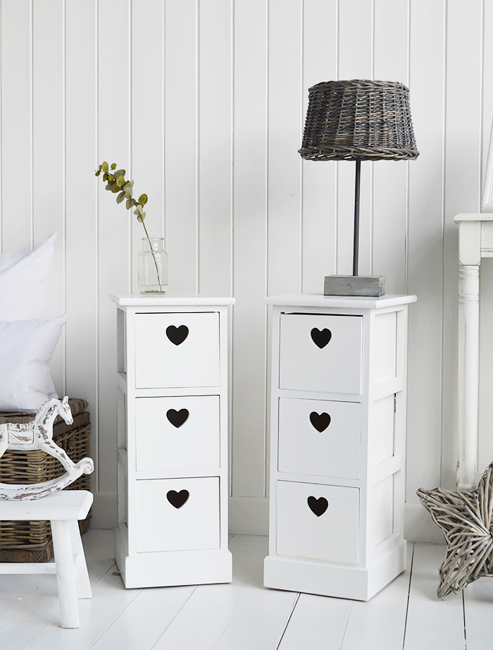 Pair Narrow White Bedside Table 25cm Wide The White Lighthouse Bedroom Furniture