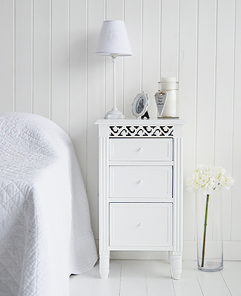 White Bedside Cabinet With Three Drawers The White Lighthouse