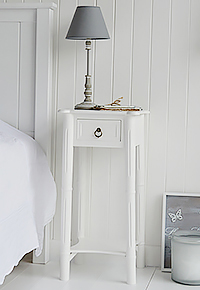 New England One Drawer white bedside table